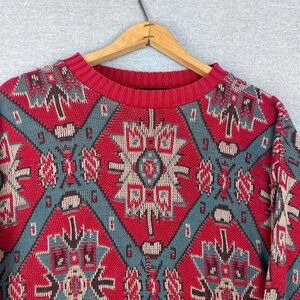 Men’s Vintage Aztec Sweater L Preppy Pullover Southwestern Tribal Knit